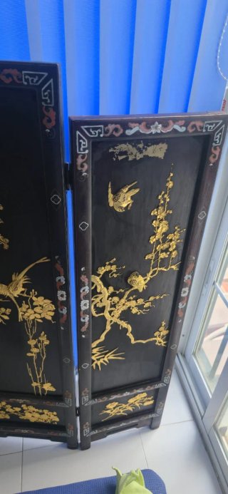 Biombo Japonés Negro y Dorado