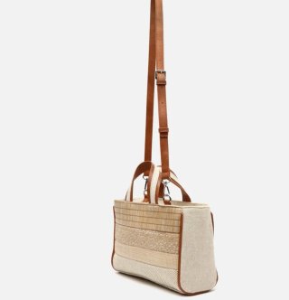 Bolso Mini Shopper Beige y Marrón