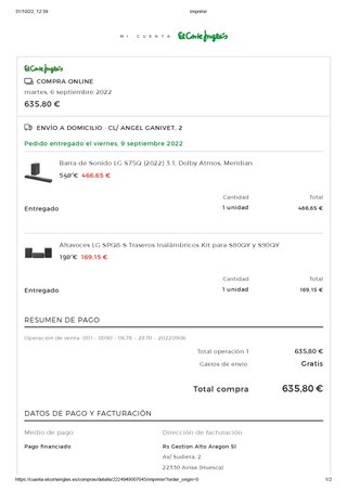 Barra de Sonido LG S75Q Dolby Atmos Gris