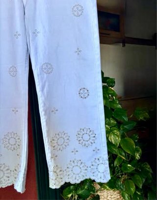 Pantalón de algodón bordado - Sin estrenar -