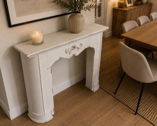 Consola Chimenea Blanca Rústica