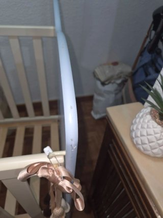 Cuna de bebé azul con ositos. Regalo colchón