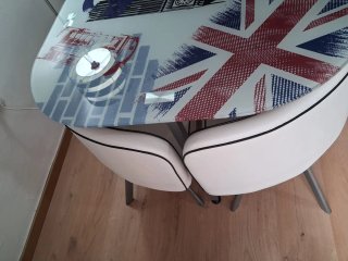 Mesa de comedor cristal y metal