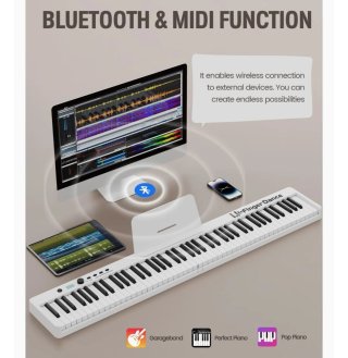Piano digital 88 teclas plegable blanco