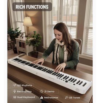 Piano digital 88 teclas plegable blanco