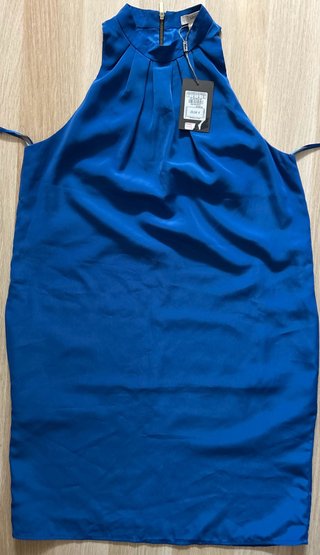 Sfera vestido azul halter con cuello alto