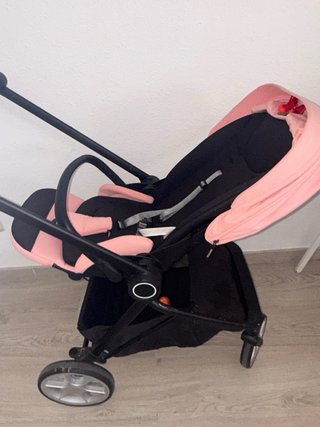 Carro de bebé completo rosa y negro
