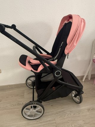 Carro de bebé completo rosa y negro
