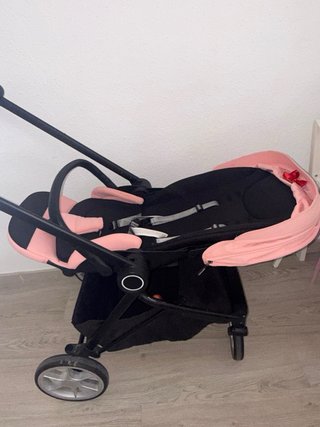 Carro de bebé completo rosa y negro