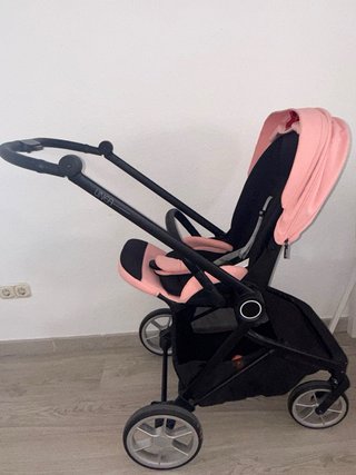 Carro de bebé completo rosa y negro