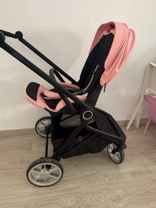 Carro de bebé completo rosa y negro