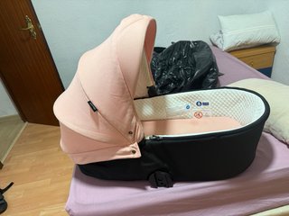 Carro de bebé completo rosa y negro