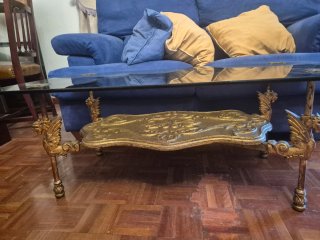 Mesa de centro antigua cristal y oro