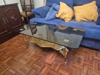 Mesa de centro antigua cristal y oro