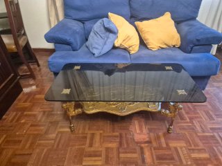 Mesa de centro antigua cristal y oro