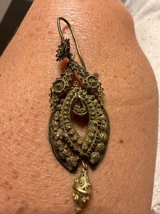 Pendientes y broche antiguos filigrana cordobesa.