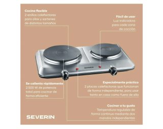 Placa Cocina Eléctrica Doble Severin