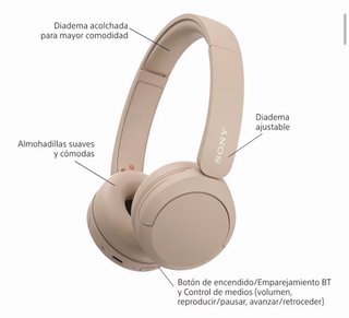Sony WH-CH520 Auriculares Bluetooth Beige
