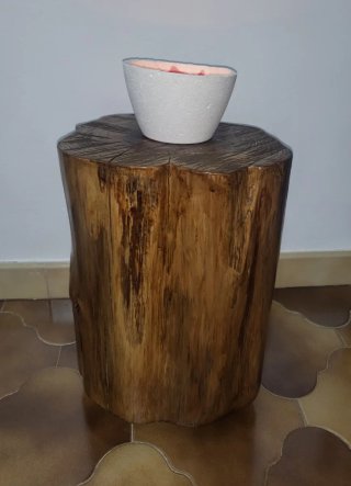 Tronco de madera con ruedas decorativo