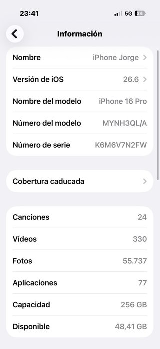iPhone 16 Pro Negro 256 GB