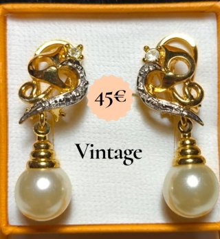 Pendientes perlas chapados oro vintage
