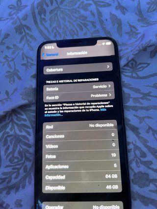 iPhone X 64GB blanco71%bateria face id no funciona