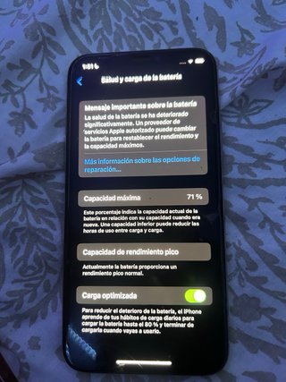 iPhone X 64GB blanco71%bateria face id no funciona