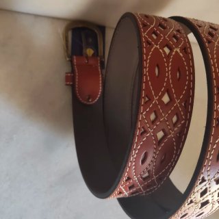 Cinturón Caballero Cuero Calado Bordado