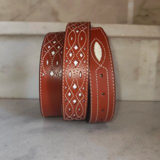 Cinturón Caballero Cuero Calado Bordado