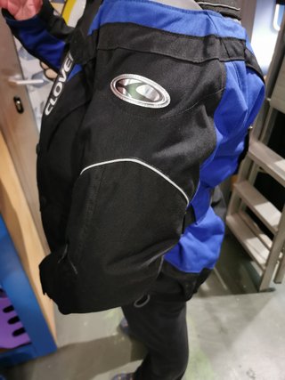 Chaqueta moto mujer CLOVER talla xs, azul negro, con protecciones