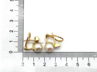 pendientes oro 18k con piedra con diamante,perla