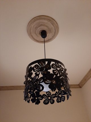 Lámpara de techo forja flores negra