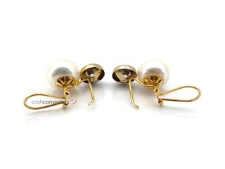 pendientes oro 18k con piedra con circonita,perla