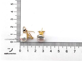 pendientes oro 18k con piedra con circonita,perla