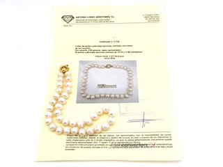 collar oro 19k con piedra con perla 21cm
