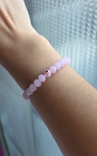 Pulsera rosa cuentas ojo