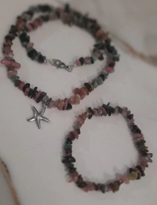 Conjunto collar y pulsera turmalina