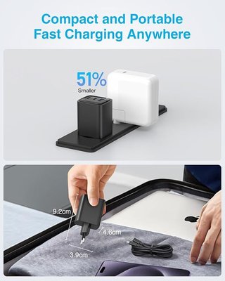 SATURNDOCK Cargador 70W 3 Puertos Cable USB-C 2M