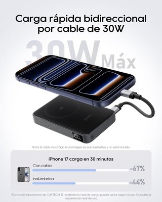 CUKTECH PowerBank 10000mAh Qi2 15W PD 30W USB‑C