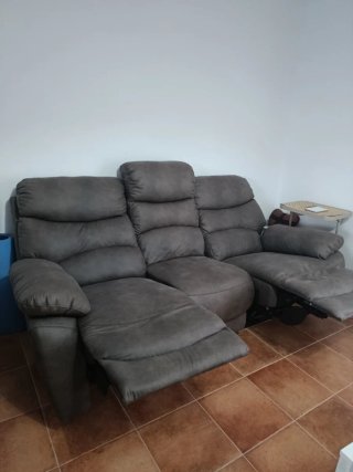 Sofá Eléctrico 3 Plazas Deslizante Gris