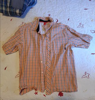 Camisa Element Cuadros Naranja Manga Corta Hombre