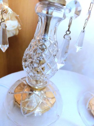 Coppia Lampade Vintage Cristallo e Oro