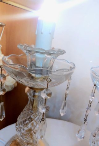 Coppia Lampade Vintage Cristallo e Oro