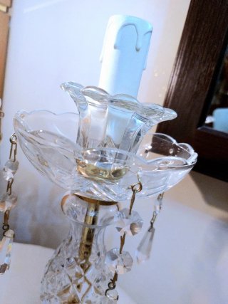 Coppia Lampade Vintage Cristallo e Oro