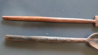 Cuchara y Tenedor de Madera Tallada