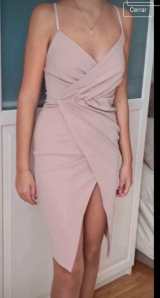 Vestido corto drapeado rosa