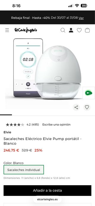 Sacaleches Elvie Pump Portátil Inalámbrico