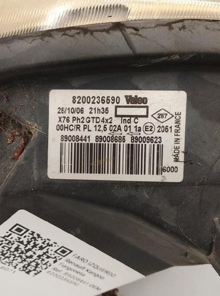 Faro izquierdo renault 8200236590 kangoo 6071