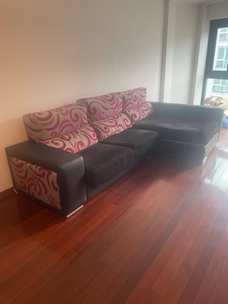 Sofá Chaise Longue Negro y Rosa