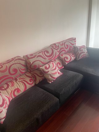 Sofá Chaise Longue Negro y Rosa